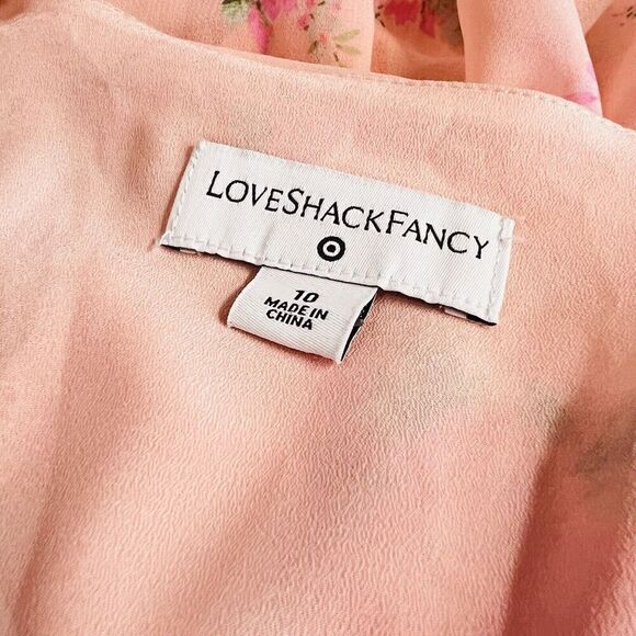Love Shack Fancy Sz 10 Target Fleur Pink Floral Ruffled Midi Dress Boho 0834 - Picture 7 of 14